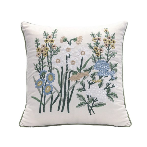 Home Embroidery Plants And Flowers Pillow - Image 7