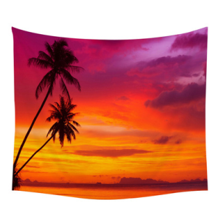 Beach coconut tree starfish shell small fishing tapestry European modern printing living room kitchen background wall blanket