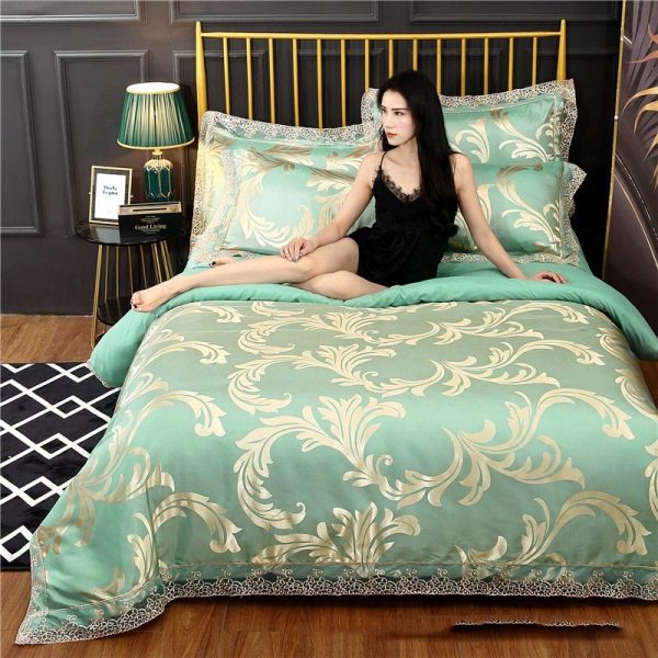 Silk Satin Jacquard Lace Four-piece Bedding - Image 5