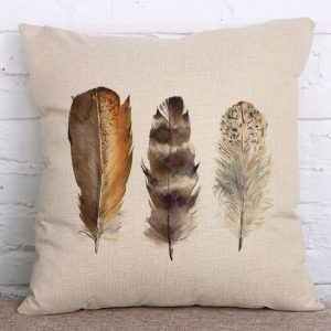 Watercolor Handmade Painting Feather Home Decoration Pillow Cover