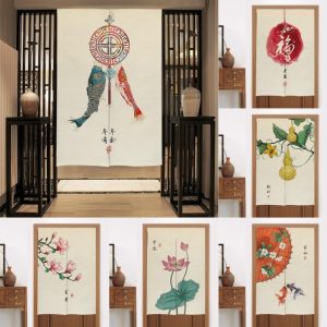 Home Kitchen Bedroom Partition Chinese Style Cloth Curtain