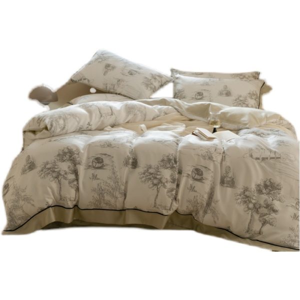 Household Retro Pastoral Style Tencel Bed Set Of Four - Image 5