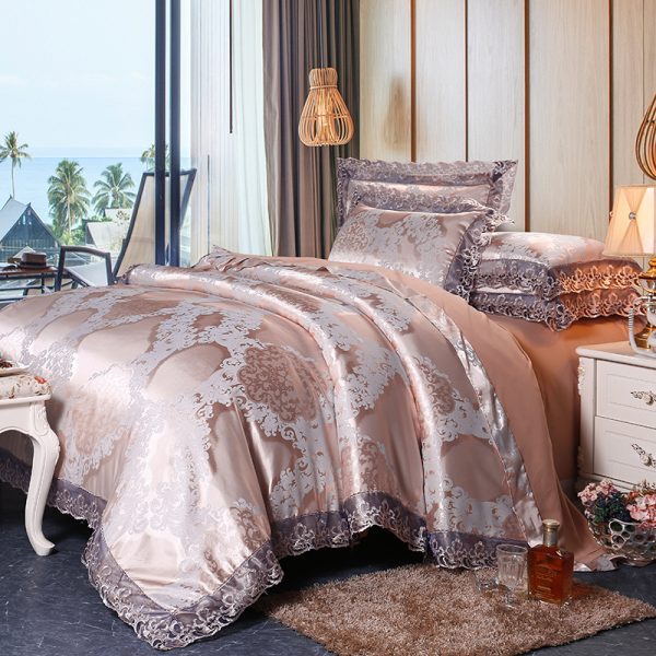 Four-piece Set Of Satin Jacquard Lace, High-end Luxury Home Textiles, Bedding - Image 9