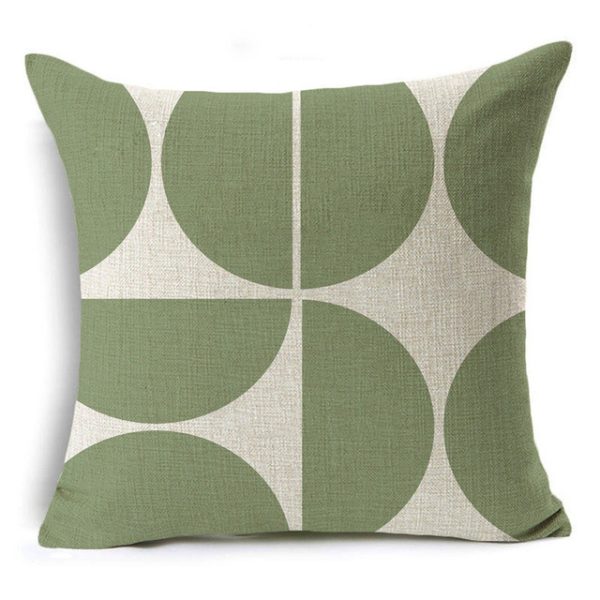 New Green Geometric Print Linen Pillowcase - Image 7