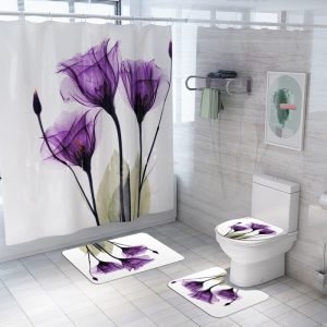 Daffodil Toilet Bathroom Shower Curtain Shower Partition