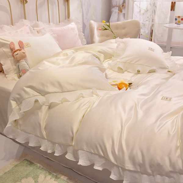 Ice Silk Bed Sheet Quilt Cover Advanced Simple Four-piece Set - Image 11