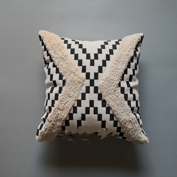 Japanese Original Wood Style Mid-vintage Tassel Cushion Cover Bedside Knitted Cushion - Image 3