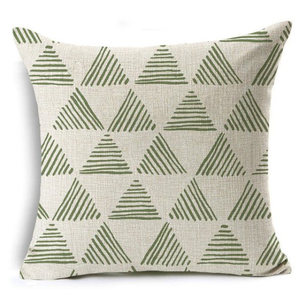 New Green Geometric Print Linen Pillowcase - Image 14