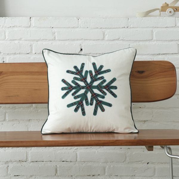 Polyester-cotton Canvas Christmas Green Plaid Pillow Cover - Image 30