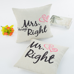 Linen valentine couple hugging pillowcase