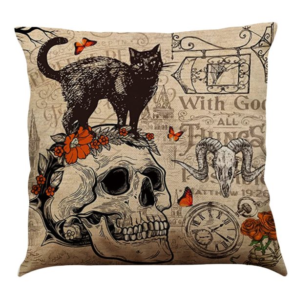 Halloween Cotton Linen Sofa Car Cushion Pillowcase - Image 31