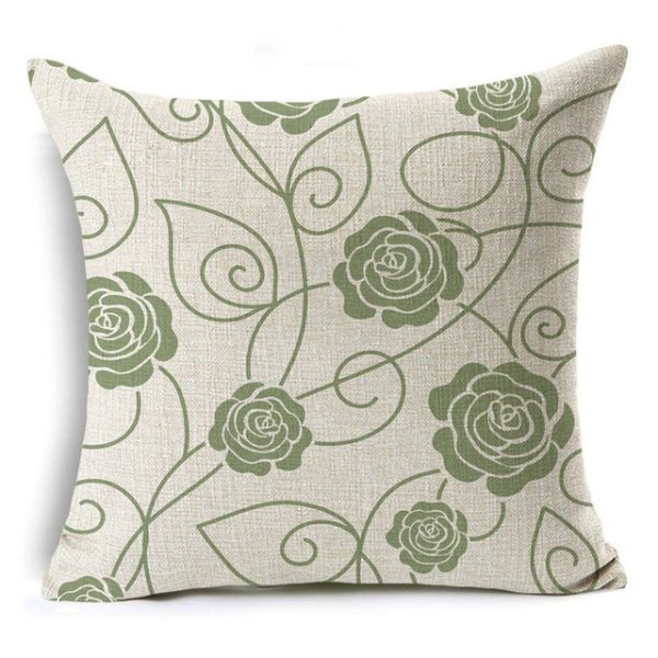 New Green Geometric Print Linen Pillowcase - Image 19