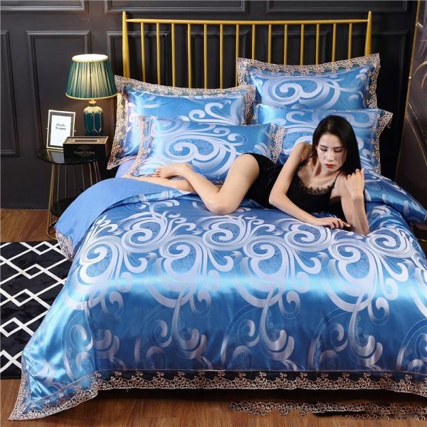 Silk Satin Jacquard Lace Four-piece Bedding - Image 18