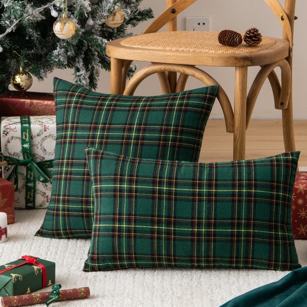 Living Room Christmas Plaid Polyester Cotton Pillowcase - Image 5