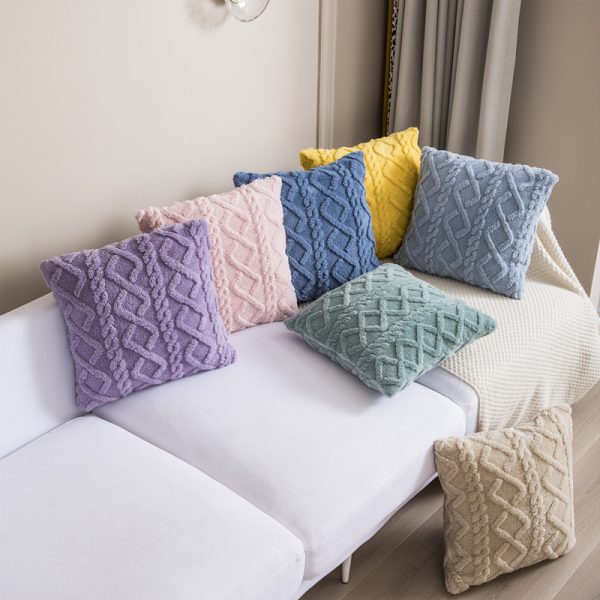 New Style Household Nordic Plain Cushion Cover Plush Warp Knitting - Image 2