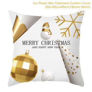 Christmas Printed Throw Pillow Cushion Cover Linen