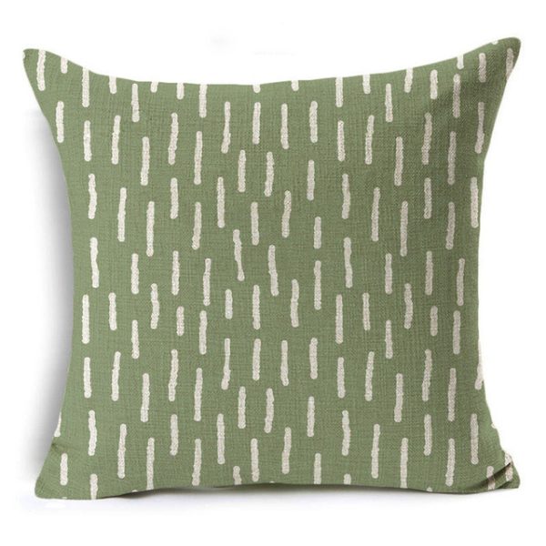 New Green Geometric Print Linen Pillowcase - Image 18