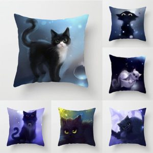 Home Office Cartoon Cat Peach Skin Fabric Throw Pillowcase