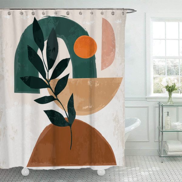 Simple Geometric Shower Curtain Bathroom Polyester Waterproof Shower - Image 2