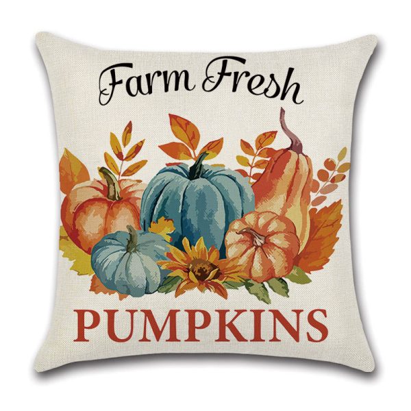 Pillowcase Linen Pumpkin Cartoon Car Thanksgiving Wreath - Image 5