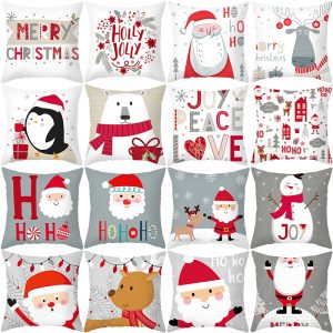 Christmas Pillowcase Cartoon Elk Sofa Cushion Cover