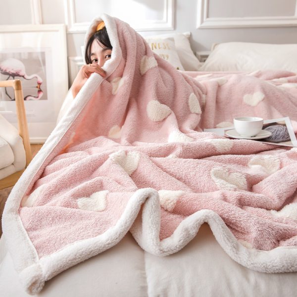 Jacquard Blanket Winter Thick Coral Fleece Blanket Single Towel Quilt Sofa Bedding - Image 3