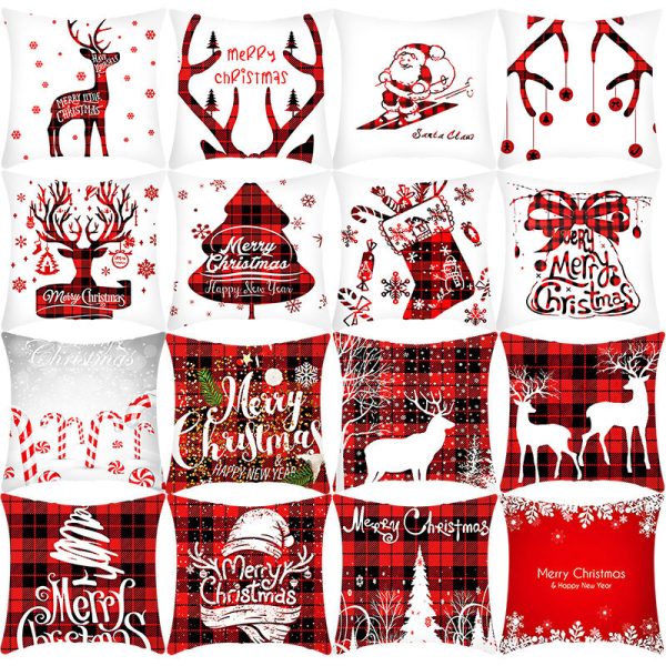 Merry Christmas Cushion Cover 45cm Elk Santa Claus Short Plush Sofa Pillow Cover Home Decor Pillowcase Christmas Decoration - Image 4