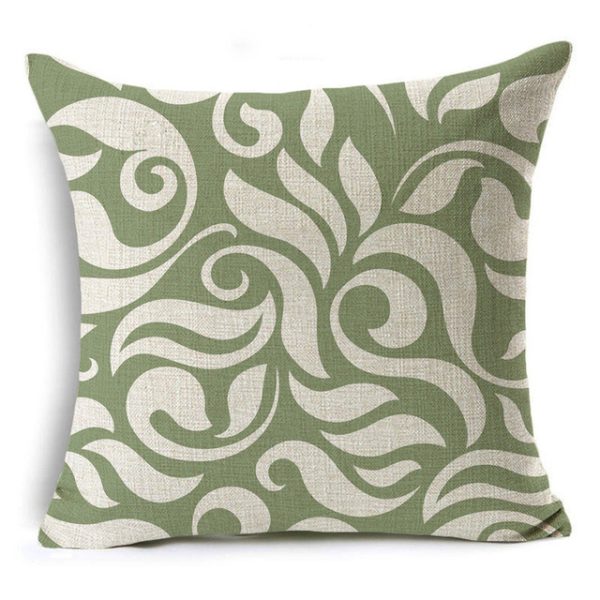 New Green Geometric Print Linen Pillowcase - Image 17