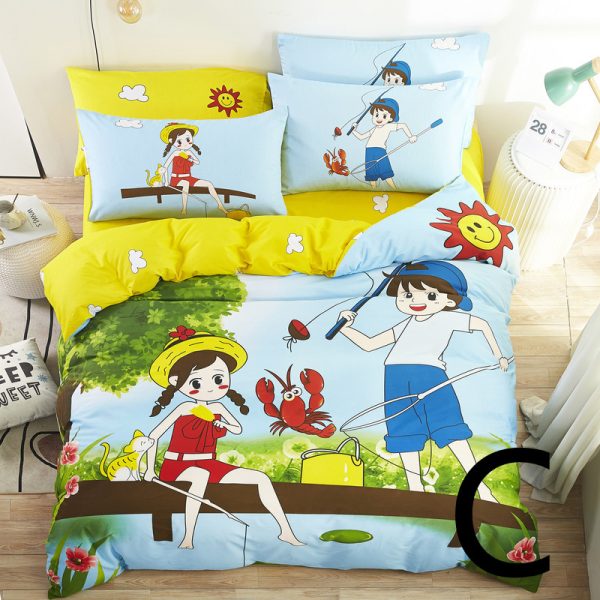 Home Textile Cute Cartoon Children Bed Sheet Bed Sheet Quilt Cover Bedding - Image 4