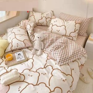 Cartoon Bear Four-piece Quilt Cover Sheet Bedding