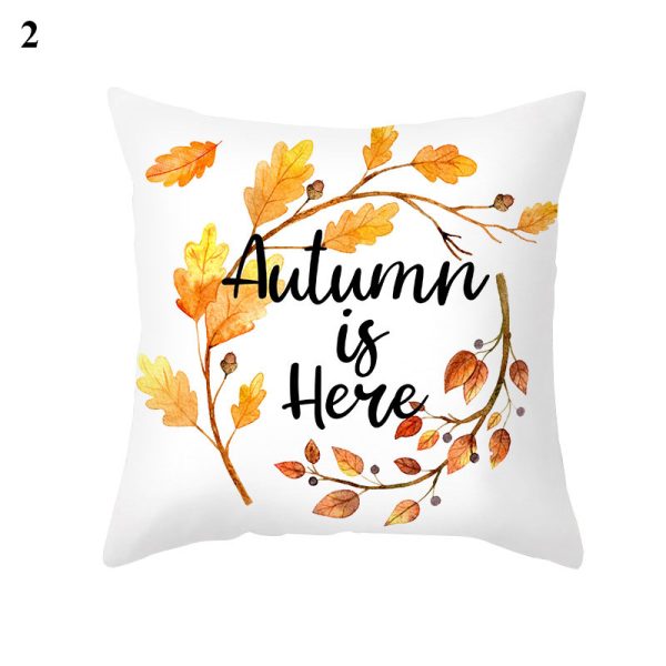 Maple Pumpkin Print Thanksgiving Peach Skin Pillowcase - Image 3