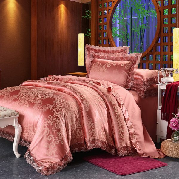 Four-piece Set Of Satin Jacquard Lace, High-end Luxury Home Textiles, Bedding - Image 17