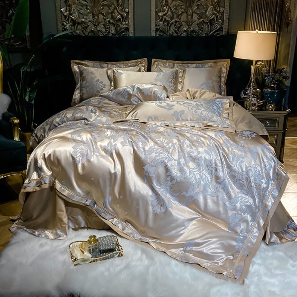 Pure Cotton Satin Jacquard Four-piece Silk Cotton Wedding Quilt Cover Sheet - Image 14