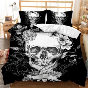 Three-piece Skull Digital Printing Duvet Cover