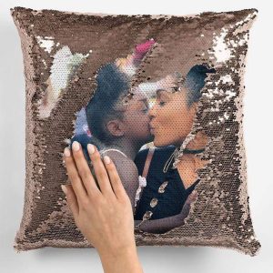 Personalized Photo Sequin Cushion Rose Gold