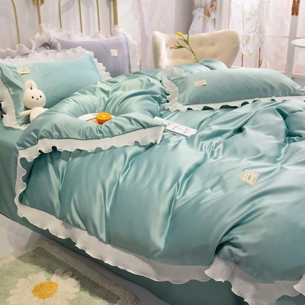 Ice Silk Bed Sheet Quilt Cover Advanced Simple Four-piece Set - Image 4