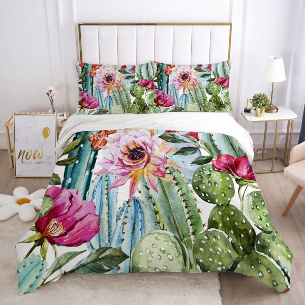 Nordic Spring Bedding Set Green Leaf Quilt Cover - Image 5