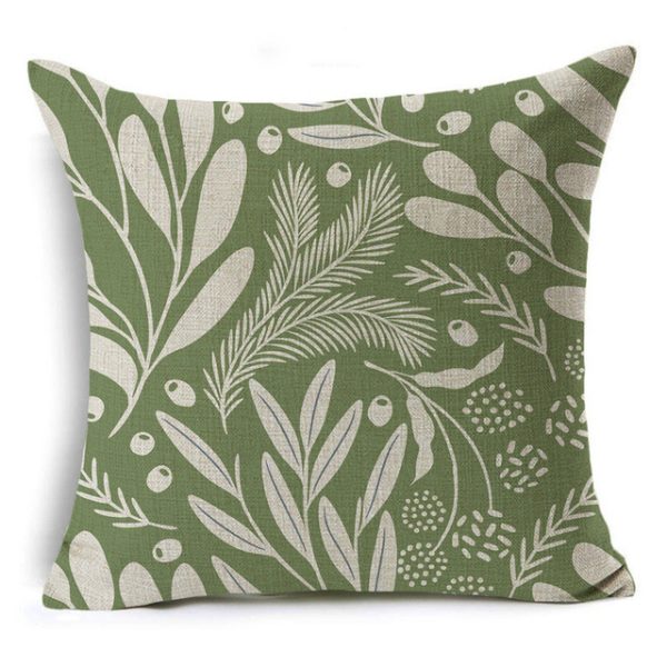 New Green Geometric Print Linen Pillowcase - Image 21