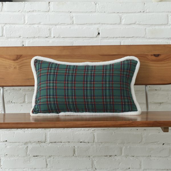 Polyester-cotton Canvas Christmas Green Plaid Pillow Cover - Image 26