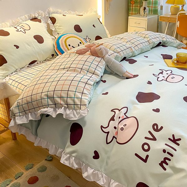 Princess Style Four-piece Bed Sheet Duvet Cover Girl's Heart Bed Cover Summer Three-piece Suit - Image 14