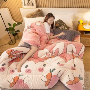 Winter Double-sided Fleece Thickened Warm Lamb Fleece Quilt