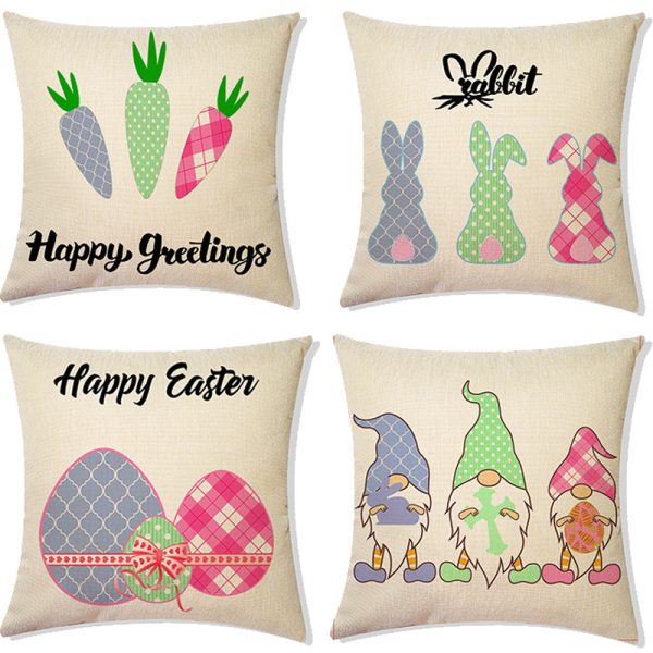 Living Room Sofa Bed Easter Linen Throw Pillowcase