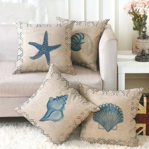 Blue Wind Sea Life Linen Pillowcase