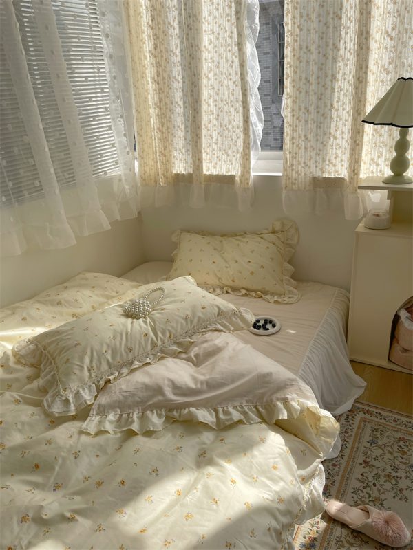 Fragmented Cotton Four Piece Lace Pure Cotton Bed Sheet, Quilt Cover, Bed Skirt, Bedding - Image 3