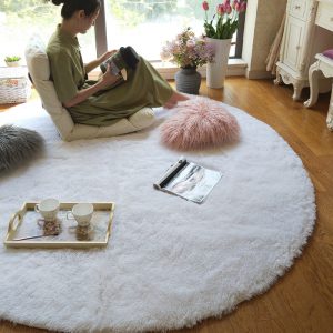 Tie Dye Silk Carpet Long Hair Round Bedroom Thickened Floor Mat