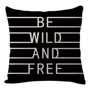 Simple Fashion Black Atmospheric English Letter Icon Linen Digital Printed Pillowcase