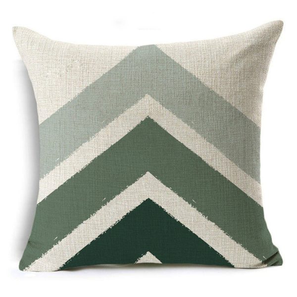 New Green Geometric Print Linen Pillowcase - Image 4