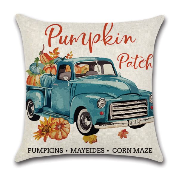 Pillowcase Linen Pumpkin Cartoon Car Thanksgiving Wreath - Image 3