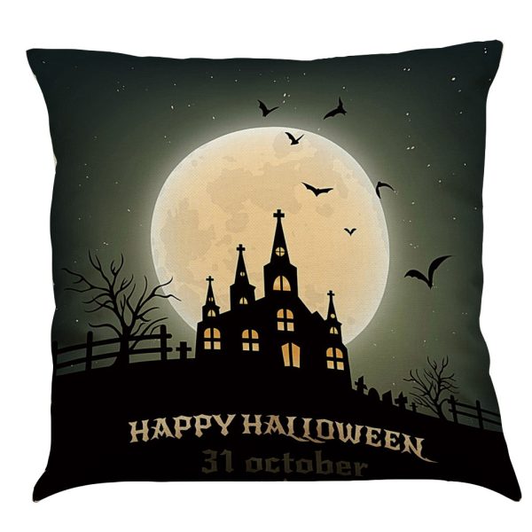 Halloween Cotton Linen Sofa Car Cushion Pillowcase - Image 9