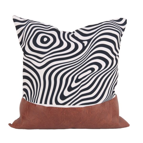 Nordic Pu Leather Geometric Stitching Pillow Cover - Image 5